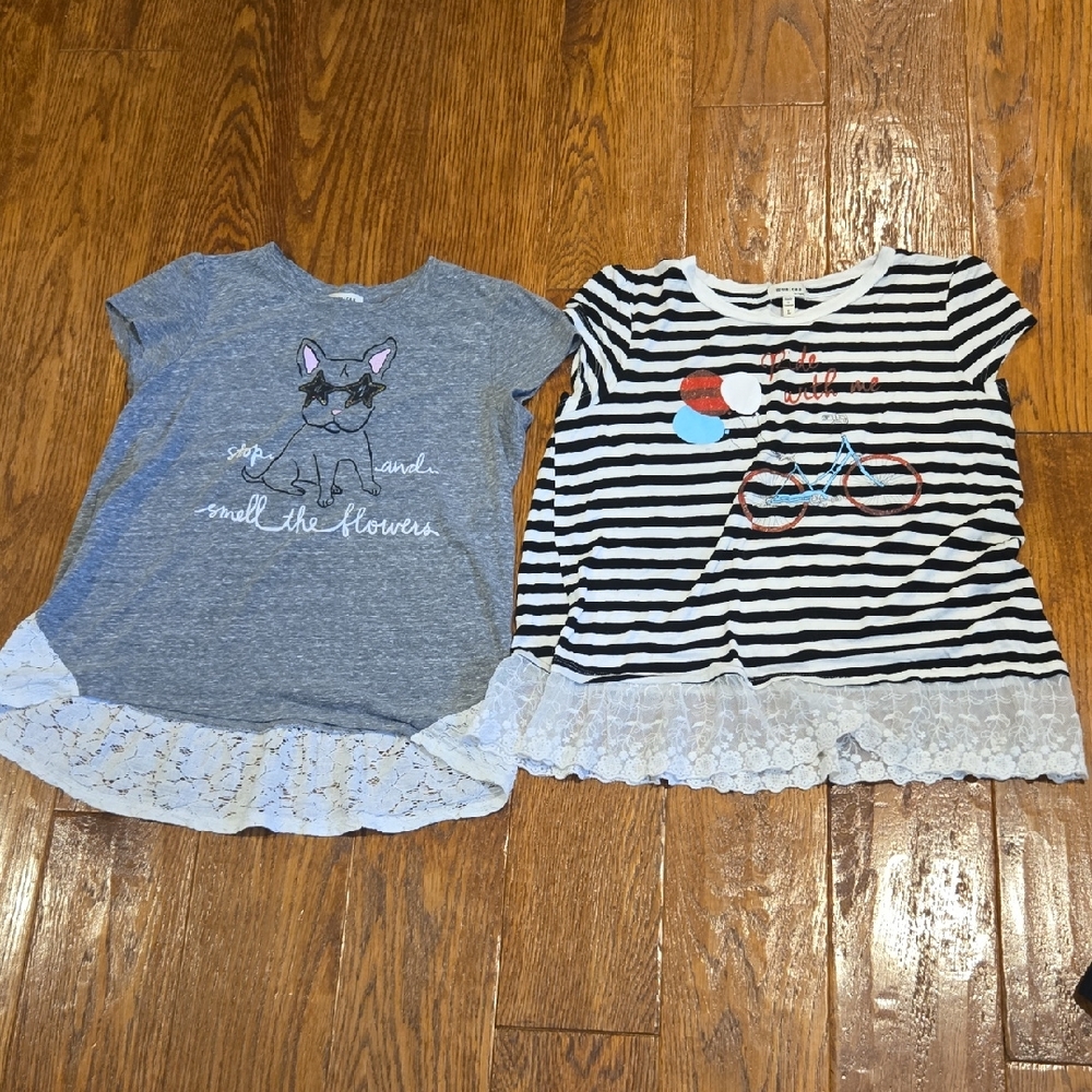 Monteau Gray and Black Striped Short Sleeve Tees